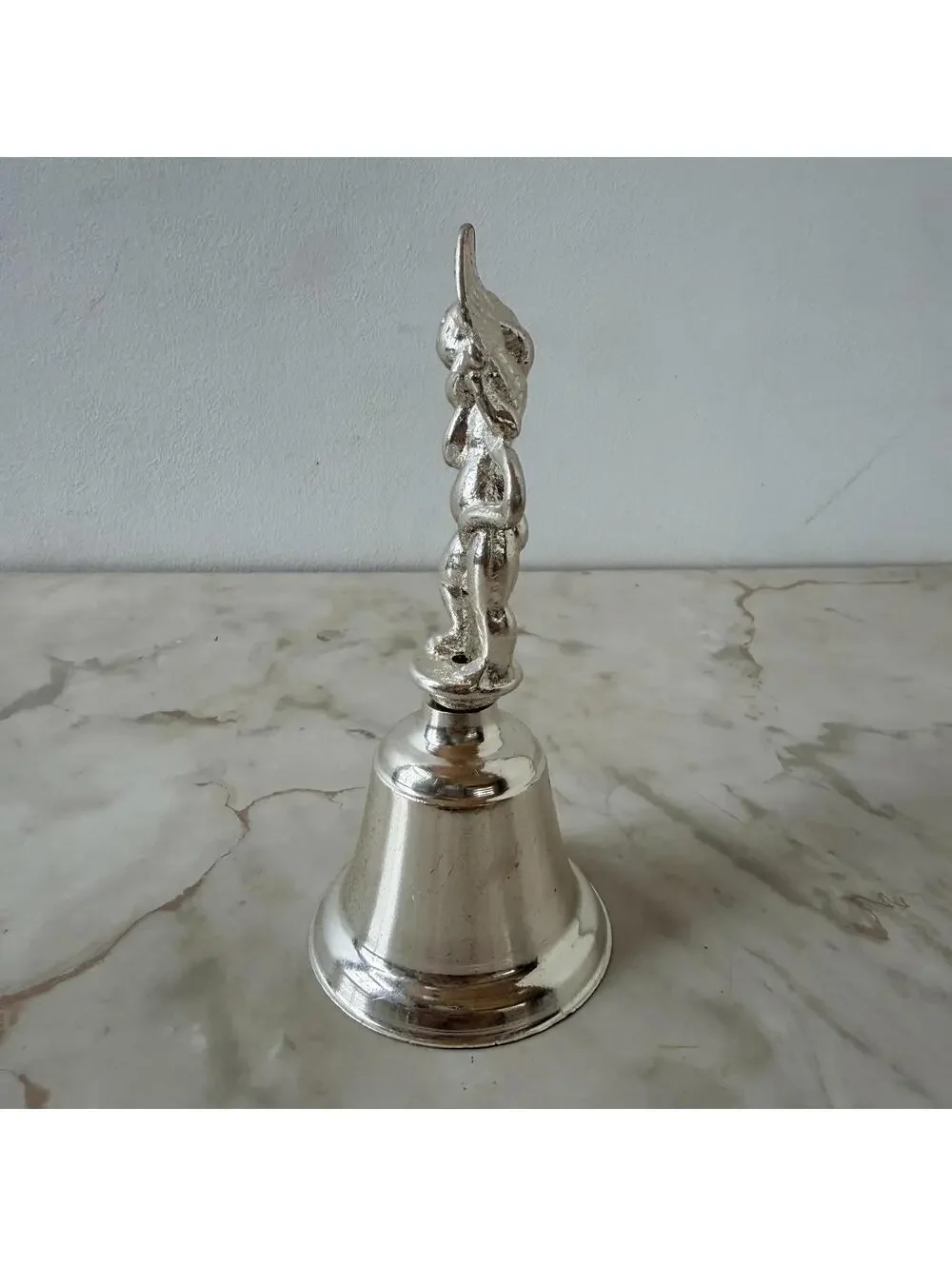Vintage Silver Bell Cherub Figurine Playing Flute